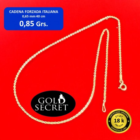 Cadena Forzada Hueca 40 cm Oro 18 Kilates