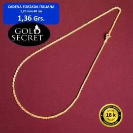 Cadena Forzada Italiana 1.20 mm 40 cm Oro 18 Kilates