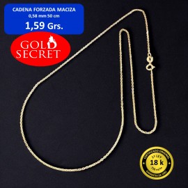 CADENA FORZADA MACIZA 50 CM ORO 18 KILATES