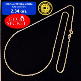 CADENA FORZADA MACIZA 50 CM ORO 18 KILATES