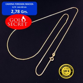 CADENA FORZADA MACIZA 60 CM ORO 18 KILATES