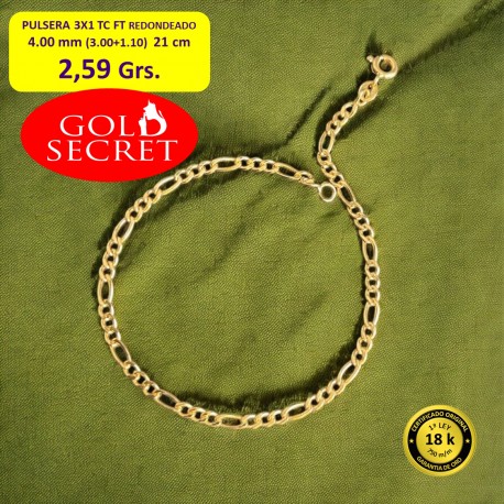 COLLAR 3X1 TC FUERTE ORO 18 Kilates 4.00 mm 21 cm