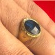 SELLO OVAL DAMERO AZUL ORO 18 KILATES