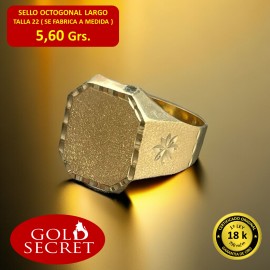 SELLO HEXAGONAL MATE Y BRILLO ORO 18 KILATES