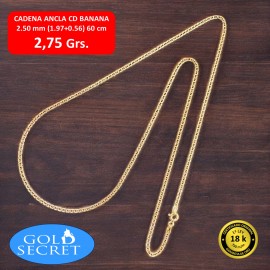 Collar ANCLA BANANA 2.50 mm 60 cm ORO 18 Kilates