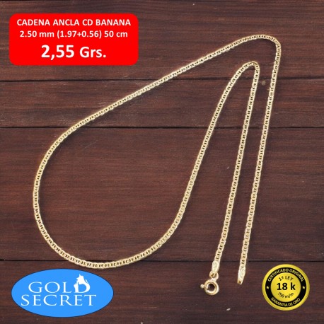 Collar ANCLA BANANA 2.50 mm 50 cm ORO 18 Kilates