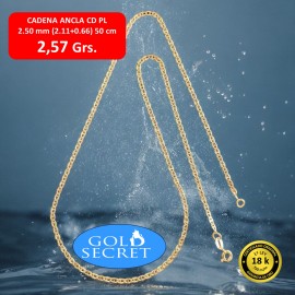 Cadena Ancla 2.50 mm 50 cm ORO 18 Kilates