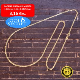 Cadena CD ANCLA FORZADA MACIZA 50 CM ORO 18 Kilates