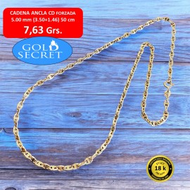 Collar ANCLA 5.00 MM 50 CM ORO 18 Kilates