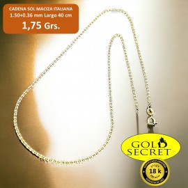 Cadena SOL Maciza Italiana 1.50 mm 40 cm Oro 18 Kilates