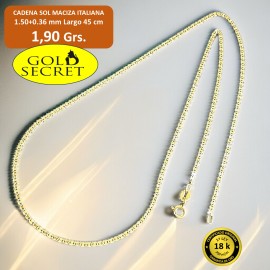 Cadena SOL Maciza Italiana 1.50 mm 45 cm Oro 18 Kilates