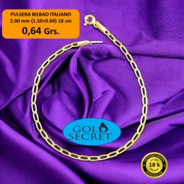 PULSERA BILBAO ALARGADO 2.50 mm 18 cm ORO 18 KILATES