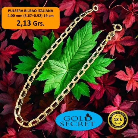 PULSERA BILBAO ALARGADO 4.50 mm 19 cm ORO 18 KILATES