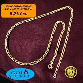 CADENA BILBAO ALARGADO 4.00 mm 60 cm ORO 18 KILATES