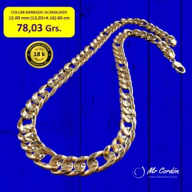 Collar 3X1 TC Acanalado 12.00 mm 60 cm ORO 18 Kilates